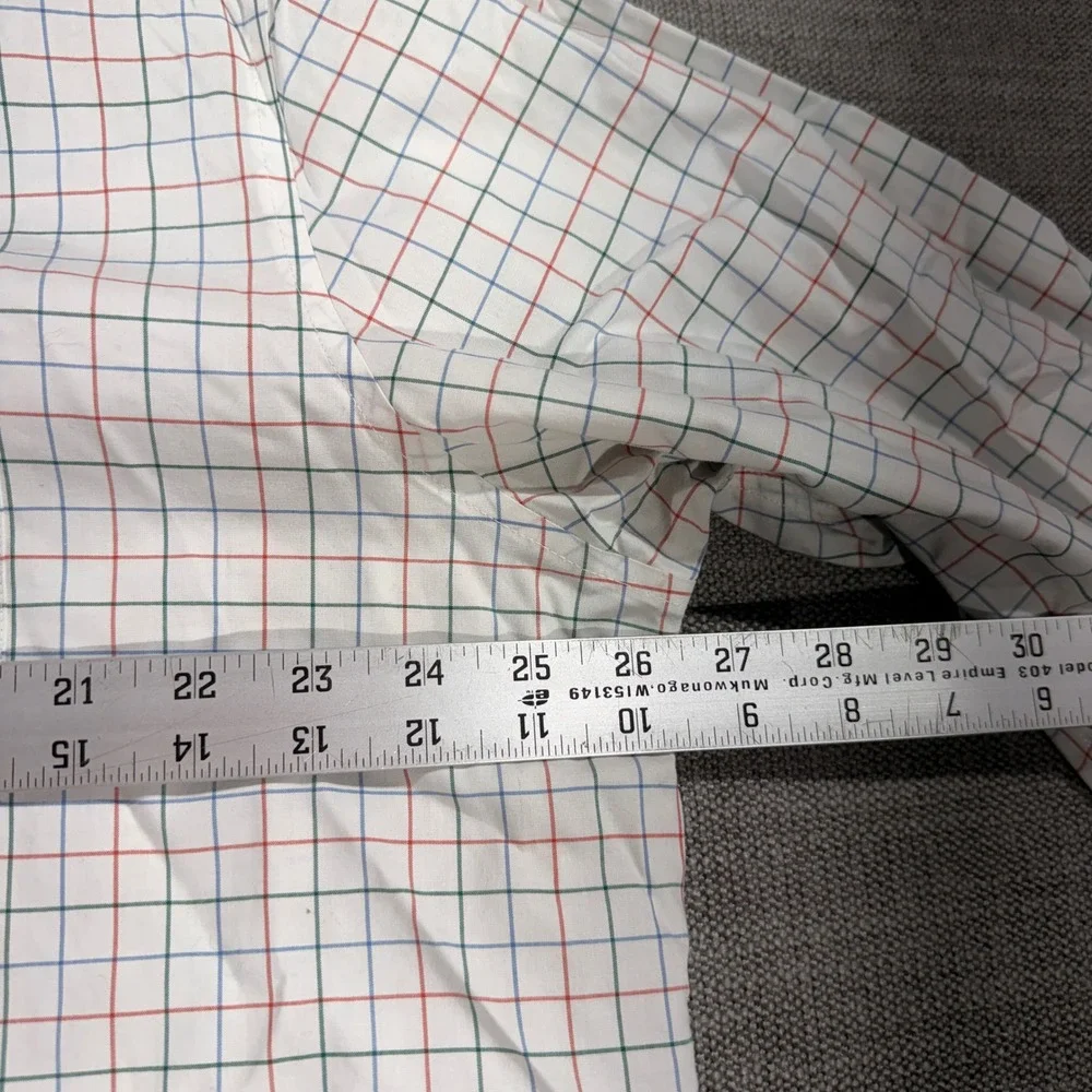 LL‎ Bean Button Down Shirt Mens XL White Tattersall Check Good Wrinkle Free